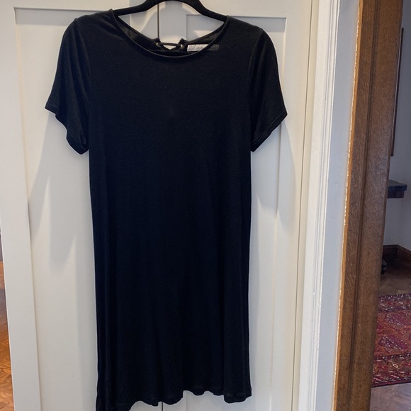 Dreamers Black t-shirt shift dress with key-hole lace up detail back. Size Med. - Picture 8 of 12